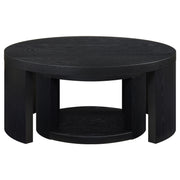 Sweeney 2-piece Round Wood Occasional Nesting Table Set Black