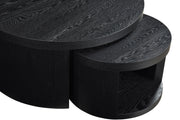 Sweeney 2-piece Round Wood Occasional Nesting Table Set Black