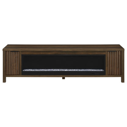 Carey 79-inch TV Stand Fireplace Media Console Dark Pine