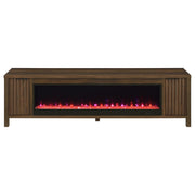 Carey 79-inch TV Stand Fireplace Media Console Dark Pine