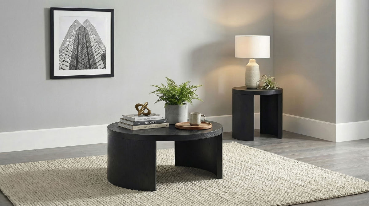 Sweeney 2-piece Coffee and End Occasional Table Set Black
