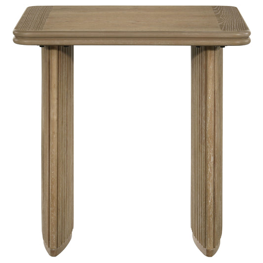 Adina Square Wood Side End Table Distressed Light Brown