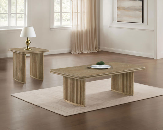 Adina Coffee Table Set Distressed Light Brown