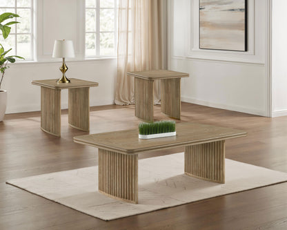 Adina Coffee Table Set Distressed Light Brown