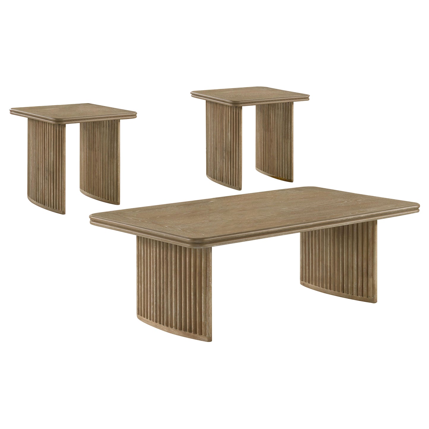 Adina Coffee Table Set Distressed Light Brown
