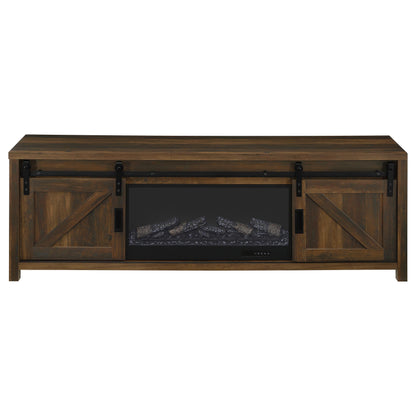 Enfield 71-inch TV Stand Fireplace Media Console Dark Pine