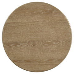 Adina Round Wood Side End Table Distressed Light Brown
