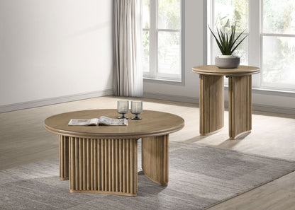 Adina Coffee Table Set Distressed Light Brown