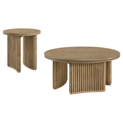Adina Coffee Table Set Distressed Light Brown