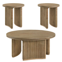 Adina Coffee Table Set Distressed Light Brown