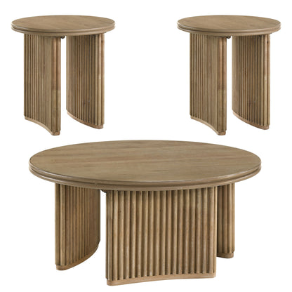 Adina Coffee Table Set Distressed Light Brown