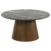 Franklin 2-piece Round SmartTop™ Pedestal Coffee Table Set Grey and Dark Brown