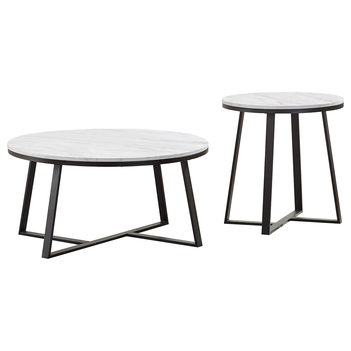 Hugo Coffee and End Table Set White Faux Marble