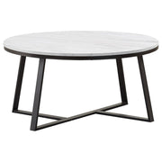 Hugo Coffee and End Table Set White Faux Marble