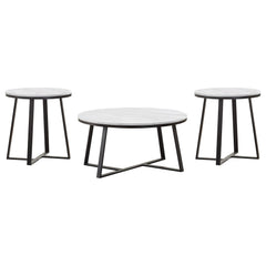 Hugo Coffee and End Table Set White Faux Marble