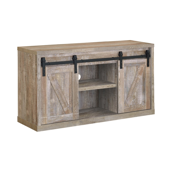 3-Shelf Sliding Doors TV Console Grey Driftwood - Canales Furniture