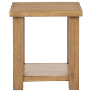 Beasley Square Wood End Side Table With Shelf Golden Oak