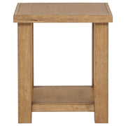 Beasley Square Wood End Side Table With Shelf Golden Oak