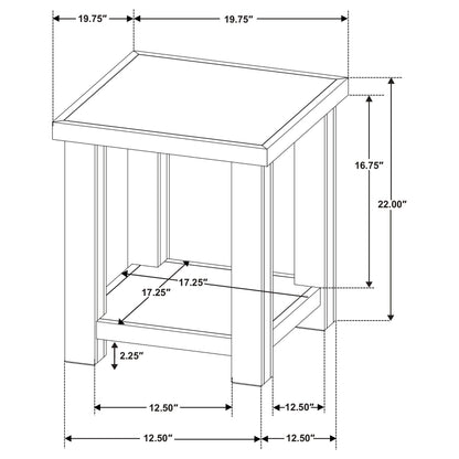 Beasley Square Wood End Side Table With Shelf Golden Oak