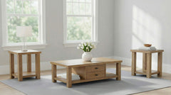 Beasley 3-Piece Wood Coffee Table Set Golden Oak