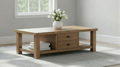 Beasley 4-Drawer Wood Coffee Table Golden Oak