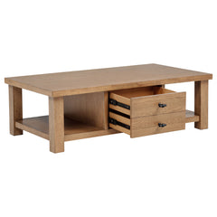 Beasley 4-Drawer Wood Coffee Table Golden Oak