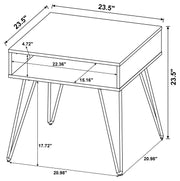 Mesa auxiliar de madera de ingeniería Fanning, roble dorado