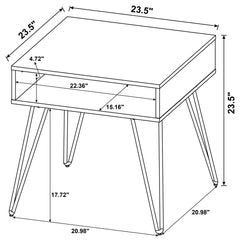 Mesa auxiliar de madera de ingeniería Fanning, roble dorado
