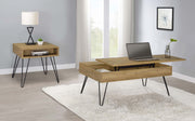 Mesa auxiliar de madera de ingeniería Fanning, roble dorado