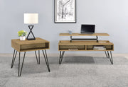 Fanning Lift Top Coffee and End Table Set Golden Oak