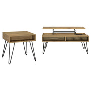 Fanning Lift Top Coffee and End Table Set Golden Oak