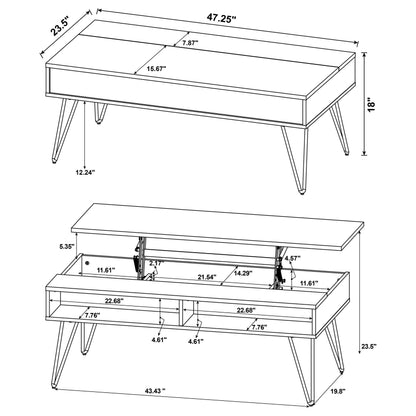 Fanning Lift Top Coffee and End Table Set Golden Oak