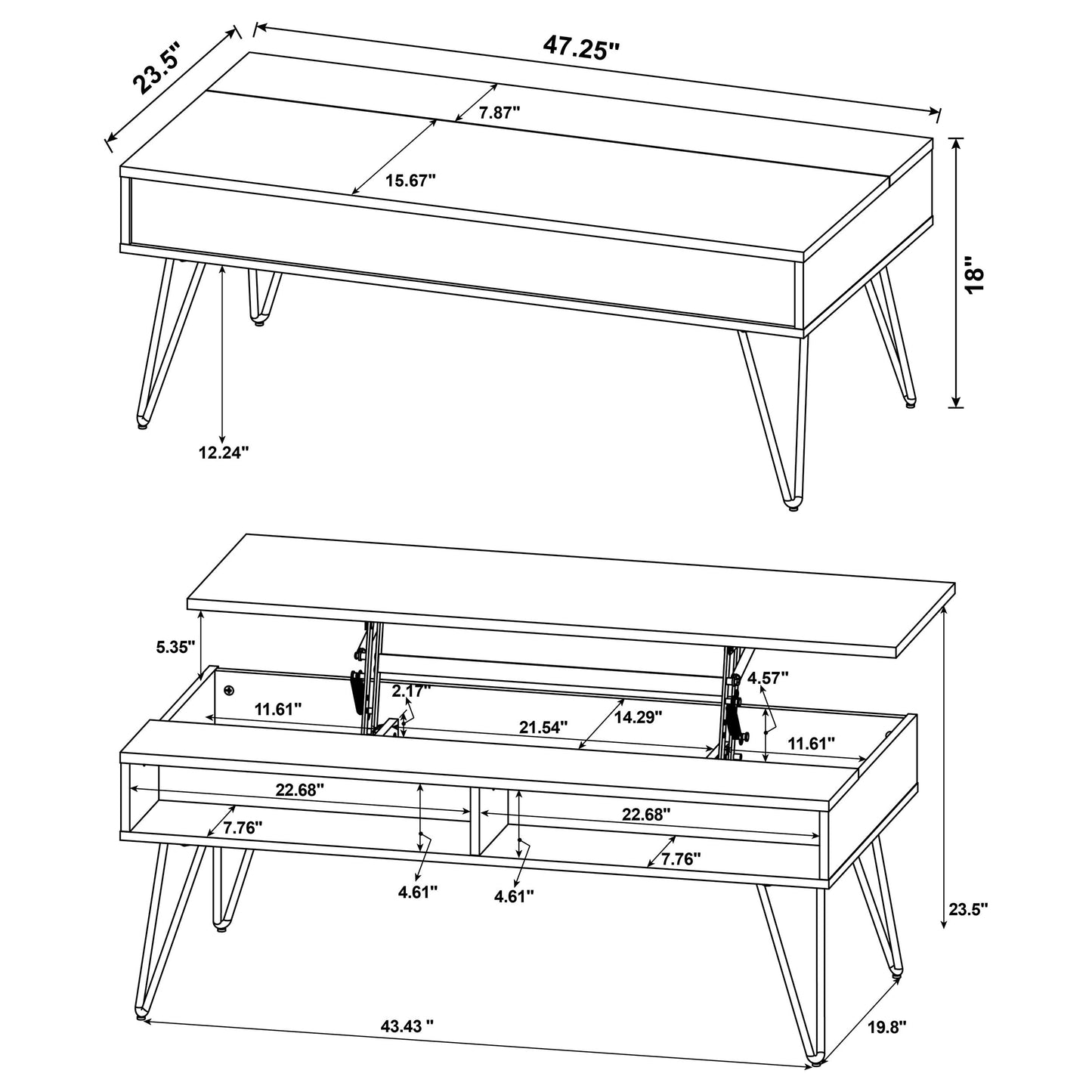 Fanning Lift Top Coffee and End Table Set Golden Oak