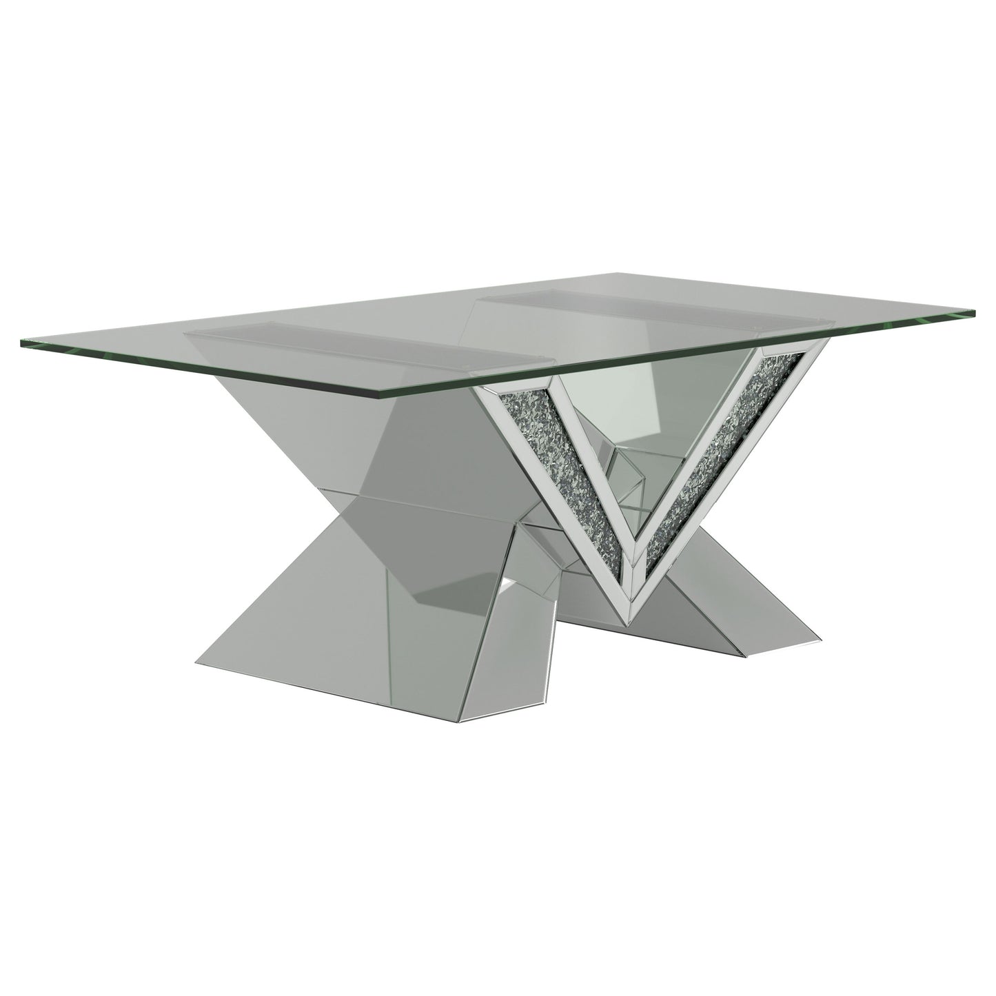 Taffeta Mirrored Coffee and End Table Set Silver