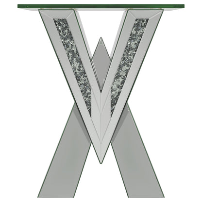 Taffeta Mirrored Coffee and End Table Set Silver