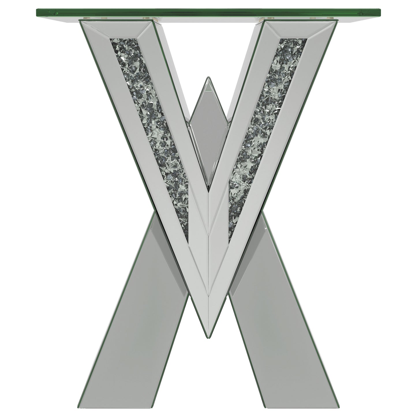 Taffeta Mirrored Coffee and End Table Set Silver