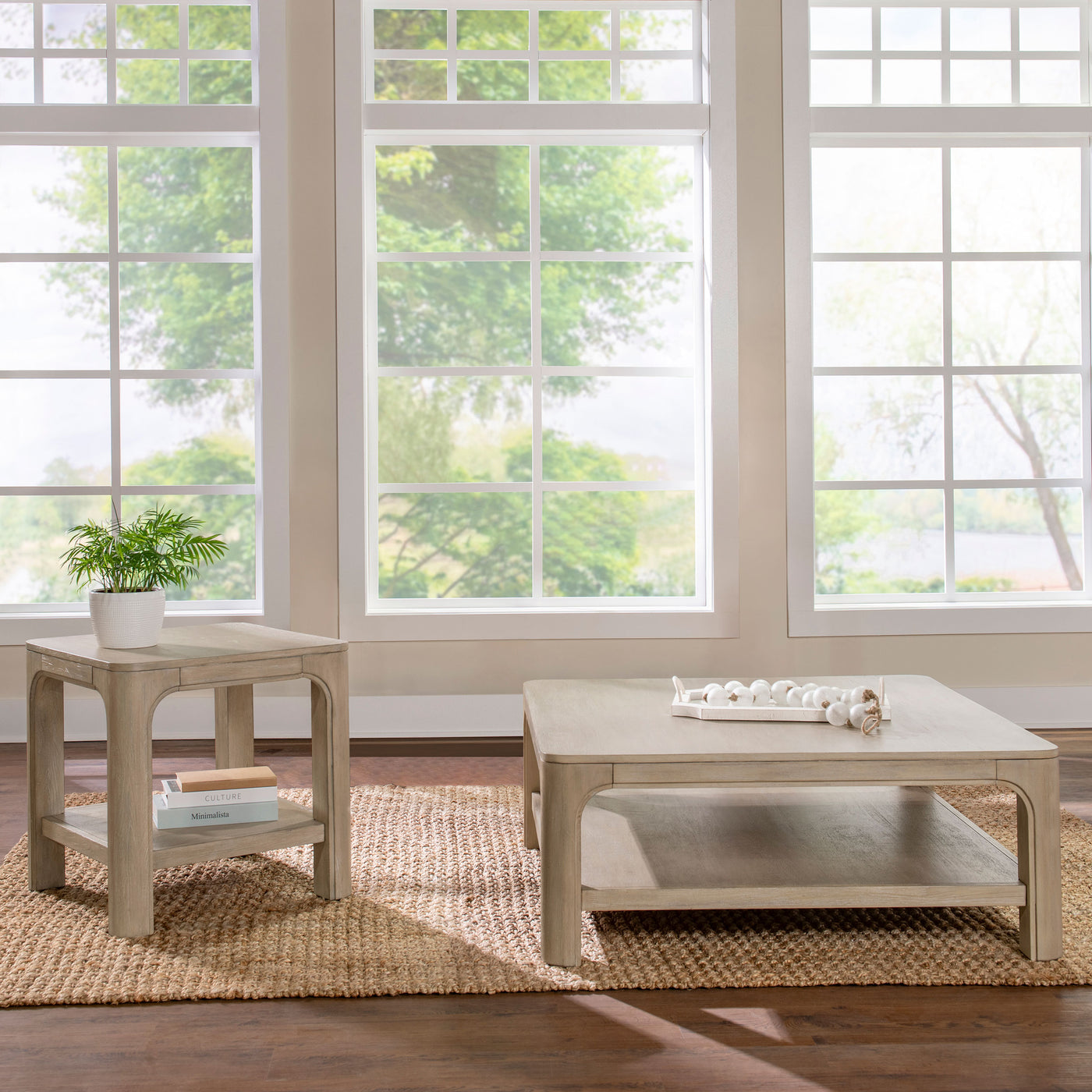Solano Square Coffee Table Set Weathered Mango