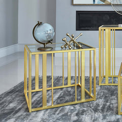 Mesa auxiliar rectangular con tapa de cristal Adri