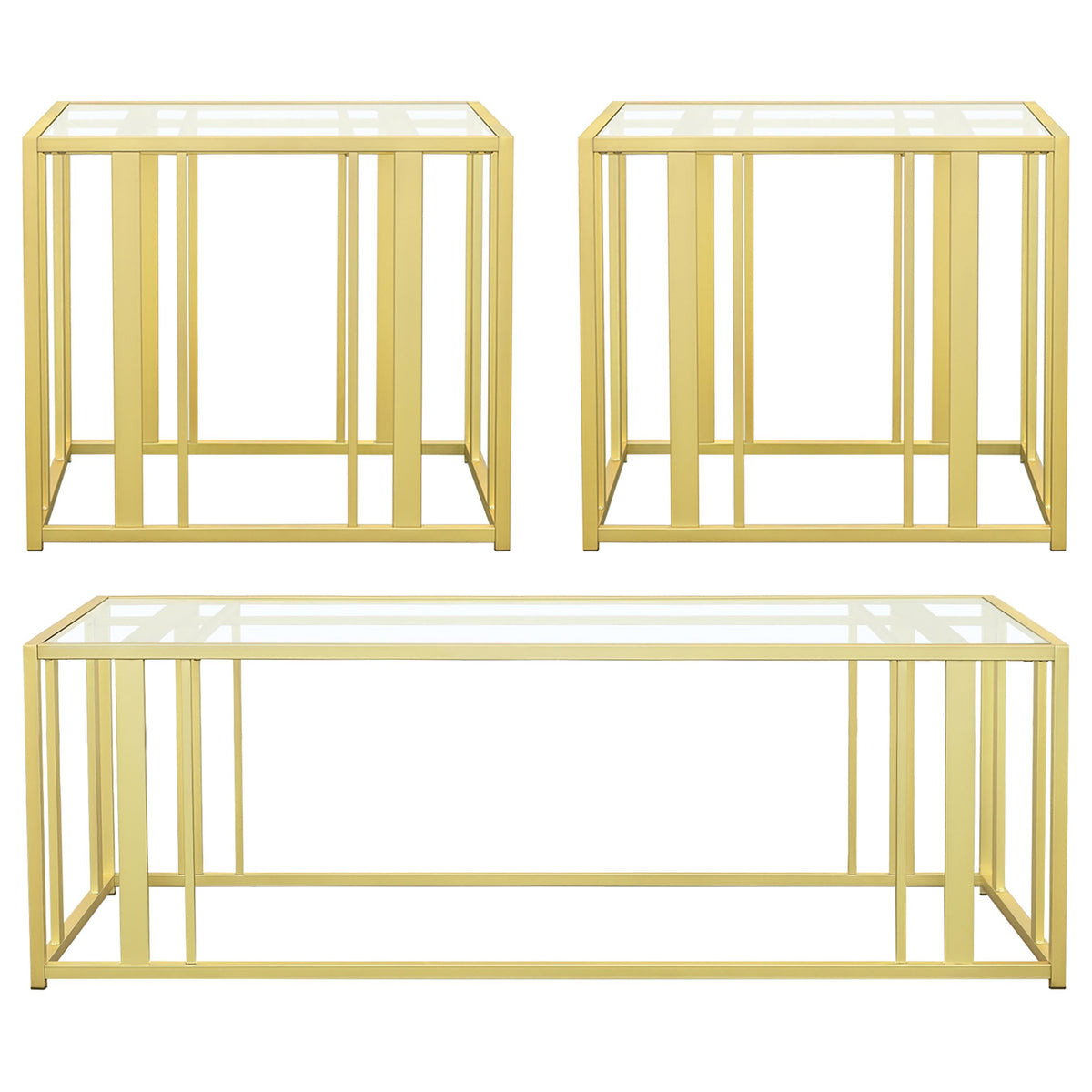 Adri 3-piece Coffee and End Table Set Matte Brass