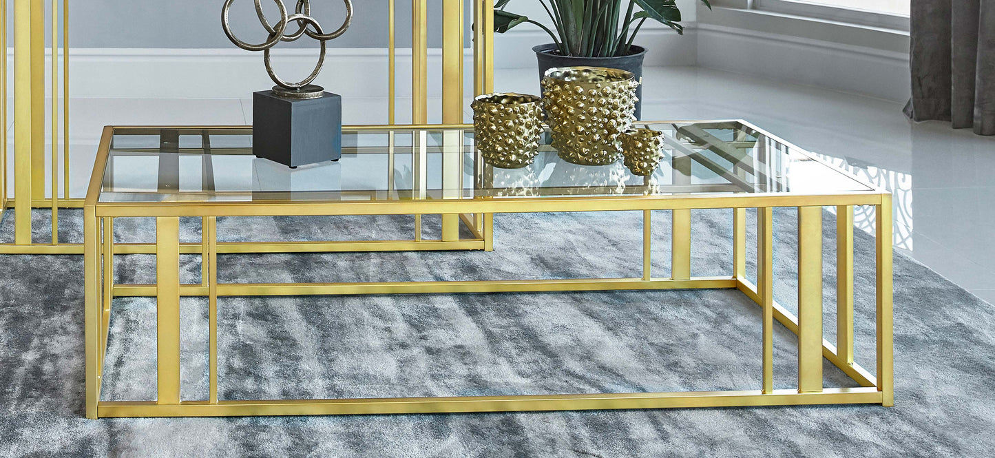 Mesa de centro rectangular con tapa de cristal Adri