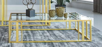 Mesa de centro rectangular con tapa de cristal Adri