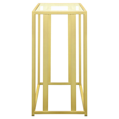 Consola de entrada con tapa de cristal Adri, latón mate