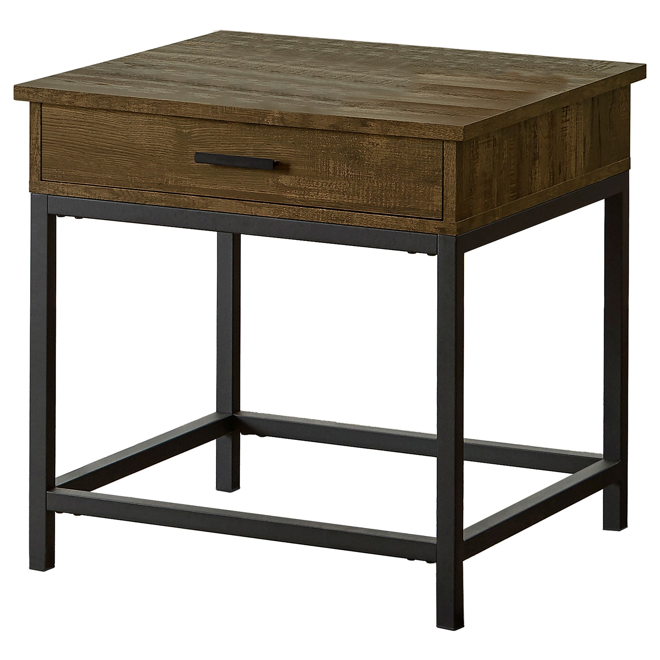 Mesa auxiliar cuadrada de madera de ingeniería Byers con 1 cajón en roble marrón