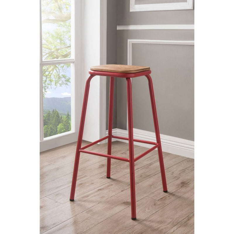 Scarus Bar Stool (Set of 2) - Natural & Red