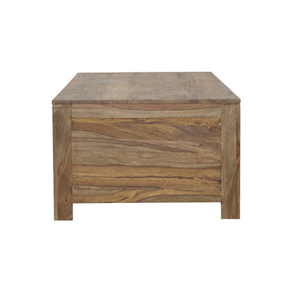 Mesa de centro Esther de madera maciza de sheesham natural con 6 cajones