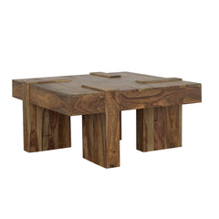 Mesa de centro cuadrada Samira de madera maciza de sheesham natural