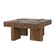 Mesa de centro cuadrada Samira de madera maciza de sheesham natural