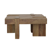 Mesa de centro cuadrada Samira de madera maciza de sheesham natural