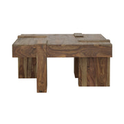 Mesa de centro cuadrada Samira de madera maciza de sheesham natural