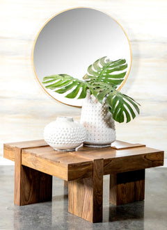 Mesa de centro cuadrada Samira de madera maciza de sheesham natural
